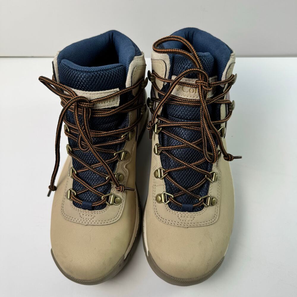 Columbia Women’s Waterproof Hiking Boots Beige Blue Omni-Grip Trail Size 7W